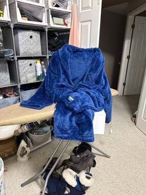 PAVILIA Premium Women's Plush Royal Blue Sherpa Fleece Bathrobe